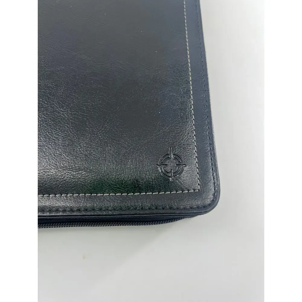 Franklin Covey Black Leather Zip Portfolio Office Notebook 12 x10 Professional